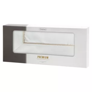 Bieżnik na stół biały 85x85cm MADELE z delikatną złotą lamówką