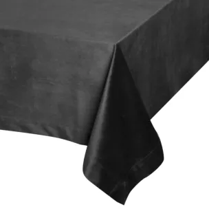 Obrus czarny 140x220 cm welwetowy MELINDA z ozdobną listwą