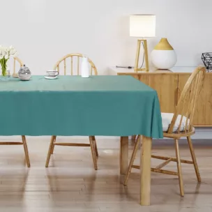 Obrus szyty ADESSA ciemnoturkusowy z miękkiej tkaniny o welurowej strukturze