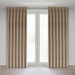 Zasłona ciemnobeżowa z welwetowej tkaniny 80x270 cm system flex - MELANIE Eurofirany