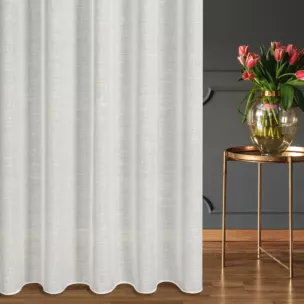 Firana szyta na tunelu naturalna z delikatnej etaminy wykończonej obciążnikiem