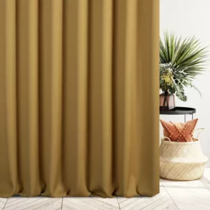 Zasłona szyta na taśmie fala miodowa z tkaniny o naturalnym splocie z efektem melanżu