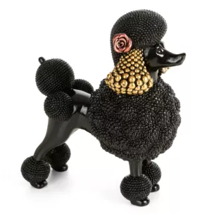 Figurka czarna w kształcie uroczego psa o drobnym strukturalnym wzorze 17x9x19 cm ELDO 3 Eurofirany