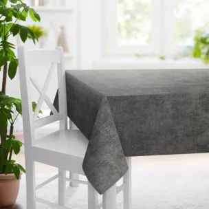 Obrus szyty popielaty z miękkiej tkaniny szenilowej