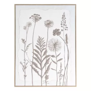 Obraz biały, szarobeżowy nadruk na płótnie subtelnych łąkowych kwiatów 45x60 cm Eurofirany