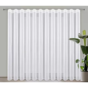 Firana biała z gładkiego mlecznego woalu wykończona szwem obciążającym VIOLET 200x270 cm fala 1:2 Eurofirany