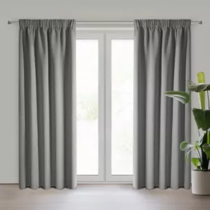 Zasłona szara zaciemniająca gładka półmatowa 135x270 cm taśma LOGAN Eurofirany