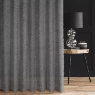 Zasłona szyta na taśmie fala srebrna z tkaniny z aplikacją