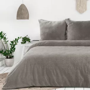 Pościel 220x200 cm welwetowa kolor beżowy z wytłaczanym wzorem FLANO Eurofirany