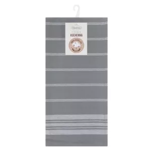 Komplet ściereczek kuchennych 2szt 50x70 cm bawełniany kolor srebrny w kratkę oraz subtelne pasy 200 g/m2 RUBI Eurofirany