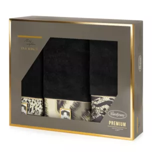 Zestaw ręczników bawełnianych 3 szt kolor czarny,beżowy 500 g/m2 Eva Minge Eurofirany