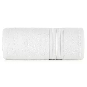 Ręcznik do rąk 30x50 cm bawełniany kolor biały zdobiony bordiura w paski 550 g/m2 AURA Eurofirany