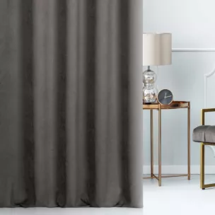 Zasłona szyta na taśmie 5 cm popielata z miękkiej tkaniny o welurowej strukturze