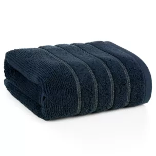 Ręcznik kąpielowy 70x140 cm bawełniany kolor granatowy w błyszczące paseczki AMIRA Eurofirany