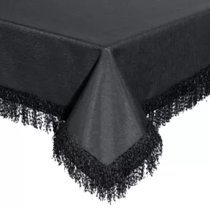 Obrus czarny 140x280 cm JASPER zdobiony puszystymi frędzlami EUROFIRANY PREMIUM