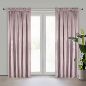 Zasłona pudrowy róż z gładkiego welwetu 140x300 cm taśma PIERRE Eurofirany
