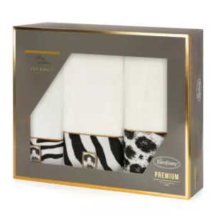 Zestaw ręczników bawełnianych 3 szt kolor kremowy ,czarny 500 g/m2 Eva Minge 22 Eurofirany