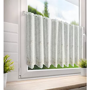 Tkanina firanowa zazdrostka z etaminy z uroczym haftem drobnych kwiatów Eurofirany