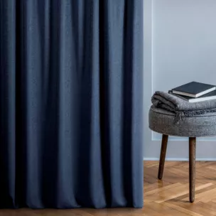 Zasłona szyta na flexach VISCAYA granatowa z melanżowej i miłej w dotyku tkaniny