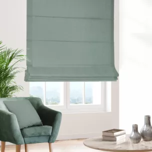 Roleta rzymska miętowa z tkaniny z jodełkowym wzorem geometrycznym