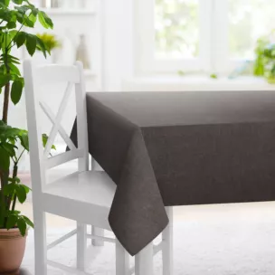 Obrus szyty brązowy z tkaniny szenilowej z efektem melanżu