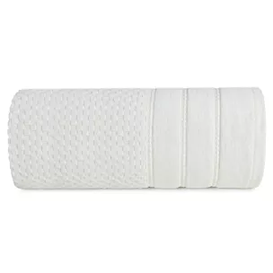 Ręcznik kąpielowy 50x90 cm bawełniany kolor kremowy z ozdobną bordiurą w paseczki 500 g/m2 ADORE Eurofirany