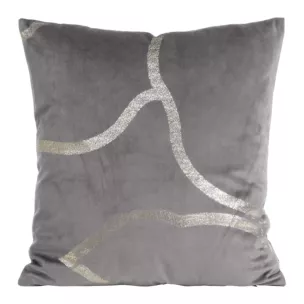 Poszewka na poduszkę 45x45 cm welwetowa z nowoczesnym złocistym nadrukiem szara BLINK 40 Eurofirany