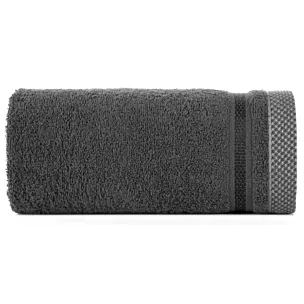 Ręcznik kąpielowy 50x90 cm bawełniany kolor stalowy z bordiurą w paski 500 g/m2 ABBIE Eurofirany