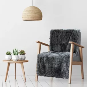 Narzuta na fotel-koc o strukturze miękkiego futra 70x160 cm stalowa TIFFANY DESIGN 91 Eurofirany