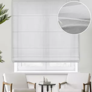 Roleta rzymska ADEN biała z matowej tkaniny Aden,wykończona obciążnikiem