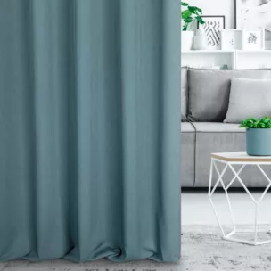 Zasłona szyta na taśmie 8 cm niebieska z miękkiej tkaniny z efektem melanżu