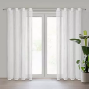 Firana biała z lekkiej mikrosiateczki z połyskiem zakończona koronką 140x250 cm przelotka NEL Eurofirany