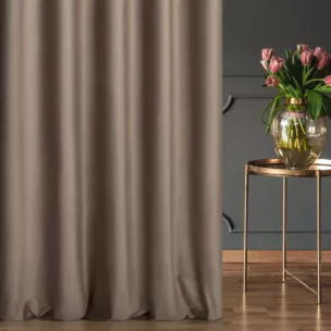 Zasłona szyta na taśmie fala jasnobrązowa z miękkiej półmatowej tkaniny welwetowej