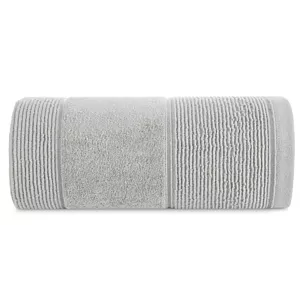 Ręcznik kąpielowy 70x140 cm bawełniany kolor srebrny z welurową bordiurą 500 g/m2 EMMA Eurofirany