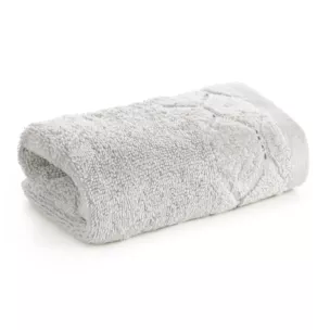 Ręcznik do rąk 30x50 cm bawełniany kolor srebrny z welwetową geometryczną bordiurą 550 g/m2 LUMIA Eurofirany