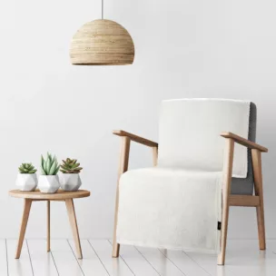 Narzuta, koc na fotel 70x160 cm kremowa o miękkiej strukturze BUKLA Eurofirany