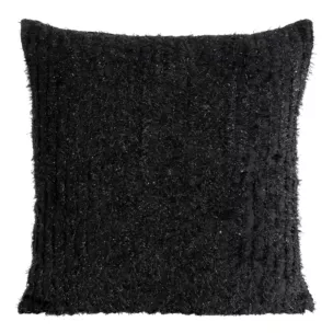 Poszewka na poduszkę 45x45 cm z szyfonowej tkaniny zdobiona moherową nicią czarna SELMA EVA MINGE Eurofirany