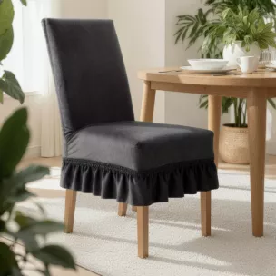 Pokrowiec na krzesło stalowy wodoodporny z ozdobną falbanką  Design 91  Eurofirany