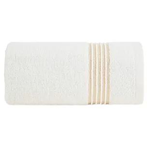 Ręcznik do rąk 30x50 cm bawełniany kolor jasnokremowy zdobiony paseczkami 500 g/m2 LILA Eurofirany