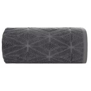 Ręcznik kąpielowy 50X90 cm bawełniany kolor stalowy zdobiony geometrycznym wzorem 500 g/m2 SENDI Eurofirany
