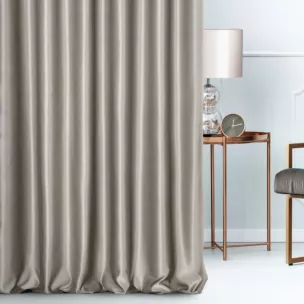 Zasłona szyta na taśmie fala jasnobrązowa z jednokolorowej gładkiej tkaniny