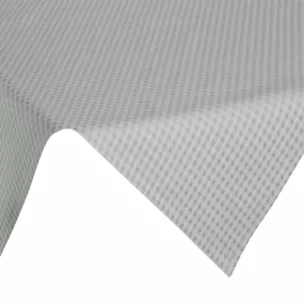 Bieżnik na stół popielaty 85x85 cm z żakardowej tkaniny FLASH świąteczny w krateczkę przetykany srebrną nicią