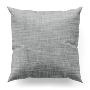 Poszewka szyta srebrno popielata z tkaniny w stylu eko o naturalnym splocie, z efektem melanżu, wykończona obciążnikiem