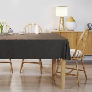 Obrus szyty DORA - HIT czarny z miękkiej tkaniny o welurowej strukturze