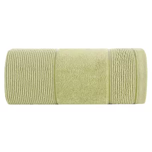 Ręcznik kąpielowy 70x140 cm bawełniany kolor oliwkowy z welurową bordiurą 500 g/m2 EMMA Eurofirany