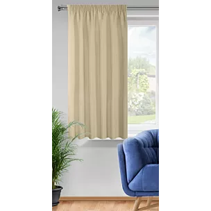 Zasłona beżowo z matowej gładkiej tkaniny 140x175 cm taśma RITA Eurofirany