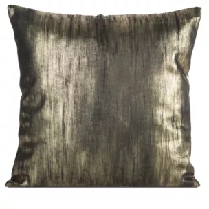 Poszewka na poduszkę 45x45 cm welwetowa zdobiona przecieranym nadrukiem czarno, złota EMILA Eurofirany
