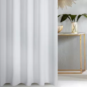 Firana szyta na taśmie fala biała z delikatnej tkaniny z bambusową nicią, antybakteryjna i ekologiczna.