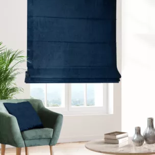 Roleta rzymska granatowa z miękkiej półmatowej tkaniny welwetowej