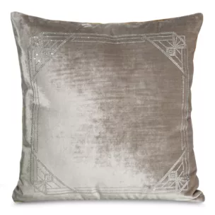 Poszewka na poduszkę 45x45 cm welwetowa zdobiona wzorem z kryształków beżowa ROYAL 9 Eurofirany